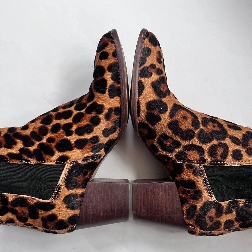 Madewell Regan Leopard Print Calf Hair Chelsea Ankle Boots Size 6